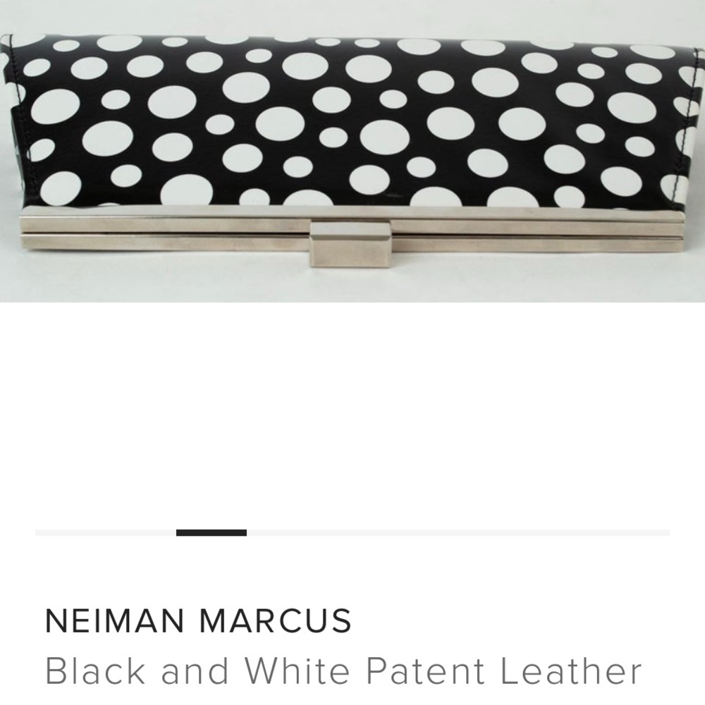 Polka Dot Clutch Bag - Black and White - Picture 6 of 10